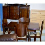 6 PIECE MAHOGANY VENEER DINING ROOM SUITE COMPRISING SIDEBOARD, TABLE & 4 CHAIRS