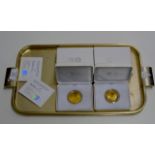 2 COMMEMORATIVE GOLD PLATE ON SILVER PROOF COINS WITH BOXES