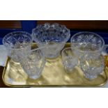 TRAY WITH ASSORTED CUT CRYSTAL & GLASS WARE
