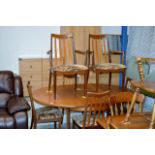 VINTAGE G-PLAN TEAK DINING TABLE WITH 6 MATCHING CHAIRS