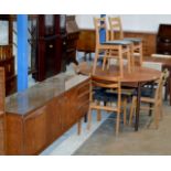 8 PIECE TEAK DINING ROOM COMPRISING SIDEBOARD, TABLE & 6 CHAIRS