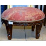 SMALL MAHOGANY PADDED STOOL