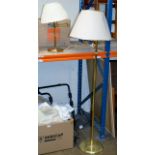 BRASS FINISHED ANGLE POISE FLOOR LAMP WITH SIMILAR TABLE LAMP