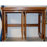 TEAK FOLD OVER TROLLEY WITH 2 TABLES INSET