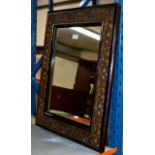 ORNATE FRAMED ARTS & CRAFTS STYLE WALL MIRROR