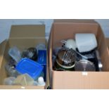 2 LARGE BOXES WITH VARIOUS POTS, PANS & GENERAL KITCHEN WARE