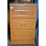 MODERN TEAK FINISHED 3 DRAWER BEDSIDE CHEST