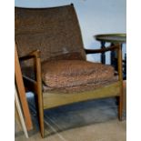 VINTAGE DANISH STYLE TEAK FRAMED ARM CHAIR