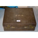 VINTAGE CROCODILE SKIN TRAVEL VANITY CASE