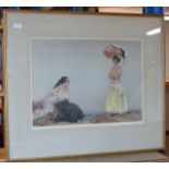 LARGE GILT FRAMED RUSSELL FLINT PRINT - SIGNED IN PENCIL