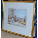 10" X 14" GILT FRAMED WATER COLOUR "STREET SCENE" BY TOM CAMPBELL