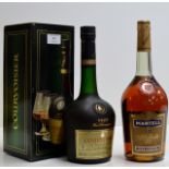 VSOP COURVOISIER FINE CHAMPAGNE COGNAC WITH BOX - 1 LITRE, 40% VOL, TOGETHER WITH MARTELL V.S.