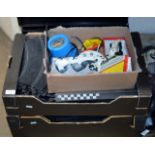 VARIOUS STORAGE BOXES & 3 BOXES WITH QUANTITY SCALEXTRIC & ACCESSORIES