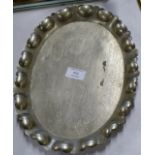 ORIENTAL WHITE METAL SERVING TRAY