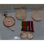 WWII MEDAL DUO WITH MINIATURES & OLD GAUGE