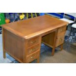 LIGHT OAK DOUBLE PEDESTAL DESK