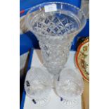 CUT CRYSTAL VASE & PAIR OF EDINBURGH CUT CRYSTAL BRANDY GOBLETS