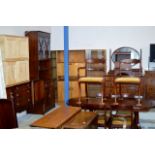 9 PIECE REPRODUCTION MAHOGANY DINING ROOM SUITE COMPRISING SIDEBOARD, DISPLAY UNIT, TABLE & 6 CHAIRS