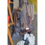 2 GOLF BAGS WITH QUANTITY OLD CLUBS