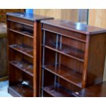 PAIR OF REPRODUCTION MAHOGANY OPEN BOOKCASES