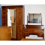 2 PIECE MAHOGANY BEDROOM SET COMPRISING SINGLE MIRRORED DOOR WARDROBE & DRESSING TABLE WITH MIRROR