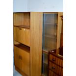TEAK LOUNGE UNIT & 2 GLASS FRONTED BOOKCASES