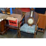 MAHOGANY BERGER CANE ARM CHAIR & MAHOGANY TUB CHAIR WITH BERGER CANE BACK