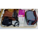 TRAY CONTAINING VARIOUS CAMERAS & ACCESSORIES