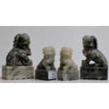 2 PAIRS OF CHINESE SOAPSTONE FO DOG DISPLAYS