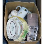 BOX CONTAINING CARLTON WARE DISHES, MIXED CERAMICS, GLASS WARE & GENERAL BRIC-A-BRAC