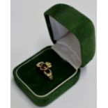 9 CARAT GOLD GEM SET CLADDAGH RING