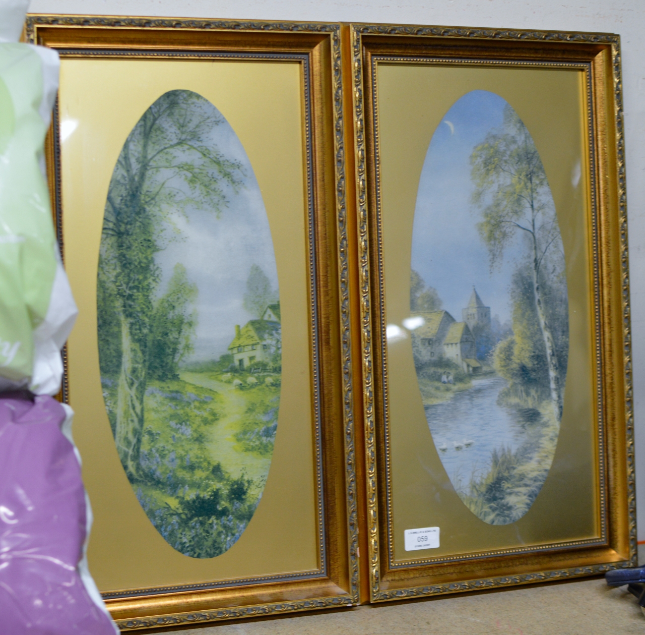 PAIR OF GILT FRAMED PICTURES - COUNTRY LANDSCAPES"