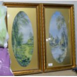 PAIR OF GILT FRAMED PICTURES - COUNTRY LANDSCAPES"