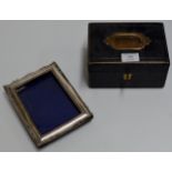 OLD LEATHER BOUND LOCK FAST JEWELLERY BOX & BIRMINGHAM SILVER EASEL PICTURE FRAME
