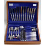 52 PIECE VINER'S "LOVE STORY" CUTLERY SET IN FITTED MAHOGANY CANTEEN