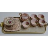 TRAY WITH QUANTITY TUSCAN FLORAL TEA WARE