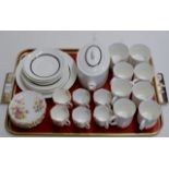 20 PIECES OF SUSIE COOPER TEA WARE & 12 PIECES OF VICTORIA HAND PAINTED FLORAL COFFEE WARE