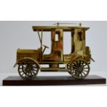 BRASS CLASSIC CAR DISPLAY ON WOODEN STAND