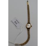 WALTHAM LADIES 9 CARAT GOLD CASED WRIST WATCH ON 9 CARAT GOLD BRACELET - APPROXIMATE WEIGHT = 15