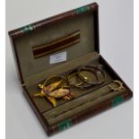 JEWELLERY BOX WITH QUANTITY VARIOUS COSTUME JEWELLERY, SILVER BANGLES ETC