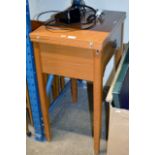 TEAK FINISHED SEWING MACHINE TABLE