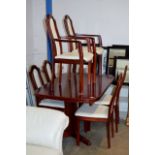 MAHOGANY FINISHED DINING TABLE WITH 6 MATCHING CHAIRS