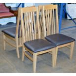 SET OF 4 MODERN OAK CHAIRS WITH LEATHER SEATS