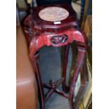 MAHOGANY ROUGE MARBLE TOP PLANT STAND