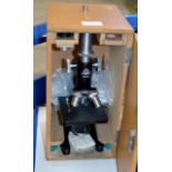 JAPANESE MICROSCOPE IN WOODEN BOX