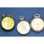 WALTHAM SILVER CASED POCKET WATCH & CHAIN, 1 OTHER WALTHAM POCKET WATCH & VINTAGE MILITARY POCKET