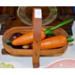 WOODEN BASKET WITH QUANTITY WOODEN FRUIT