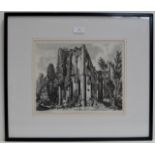 PAIR OF 10" X 12½" FRAMED ETCHINGS "RIEVAULX ABBEY, YORKSHIRE", GEORGE GUITT. MASHAM. 1824