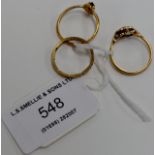 3 VARIOUS 9 CARAT GOLD DRESS RINGS - APPROXIMATE WEIGHT = 4.5 GRAMS