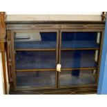 45" VICTORIAN EBONY FINISHED DOUBLE GLAZED DOOR BOOKCASE WITH IVORY INLAY, BRASS MOUNTS & GLASS